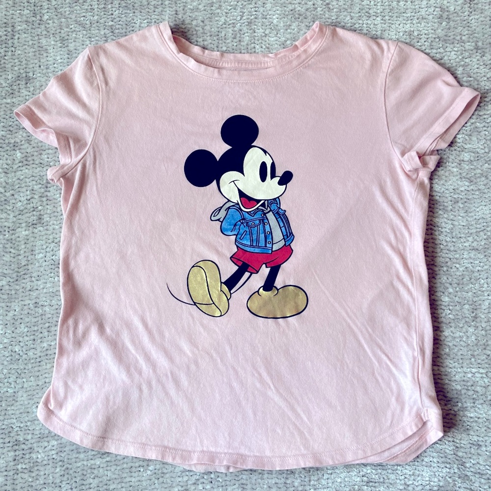 Gap x Disney Mickey Mouse tee, Pink, Graphic‎ T-Shirt, Denim Jacket, 100% Cotton